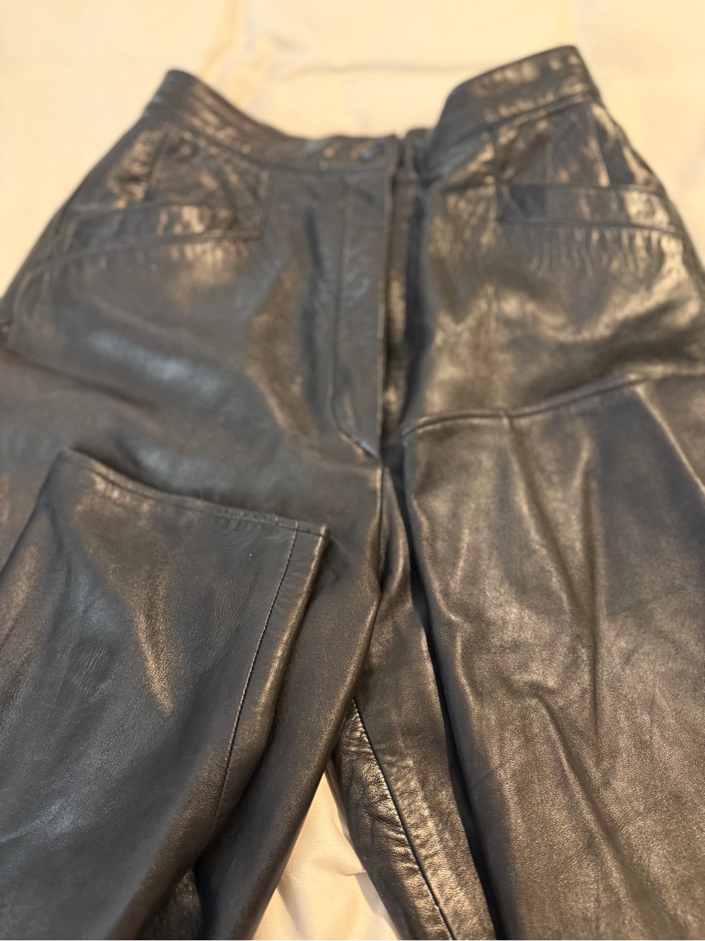 Vakko Women’s Vintage Leather Pants Size 6 High Waist Straight Leg Lined Black - Picture 7 of 13